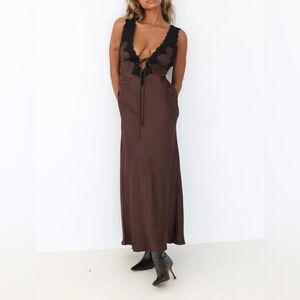 RUMOURED - Venice Dress, Black and Brown, Small